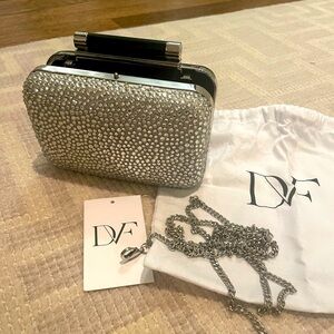 DVF Bedazzled/ Leather Clutch in Excellent Condition